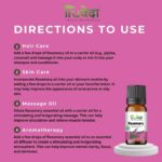 Rosemary essential oil usage guide for hair care, skin care, massage oil, and aromatherapy to support hair growth, focus, and relaxation
