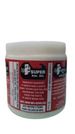 Jar of Super Ral Oil, also known as Ral Nu Tel, promoting clean, shiny hair, dandruff control, and root nourishment
