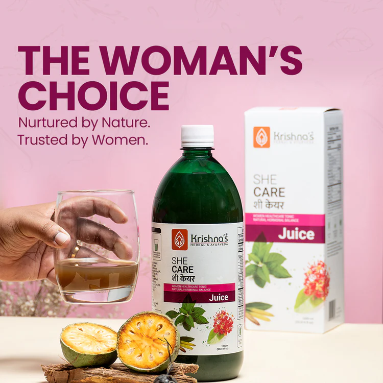 Show1_29306ec4-d234-4055-89a6-26d723ae7cec She Care Syrup – The Woman’s Choice Ayurvedic tonic, trusted women’s juice for periods, hormonal health, and metabolism wellness.